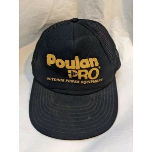 Vintage Poulan Pro Outdoor Power Equipment Black Trucker Snapback Hat Sportcap